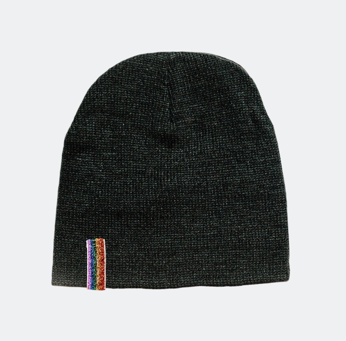 navy and rainbow beanie