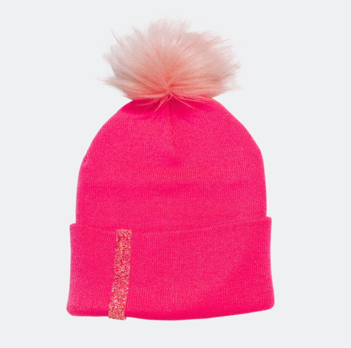 hot pink pom pom beanie