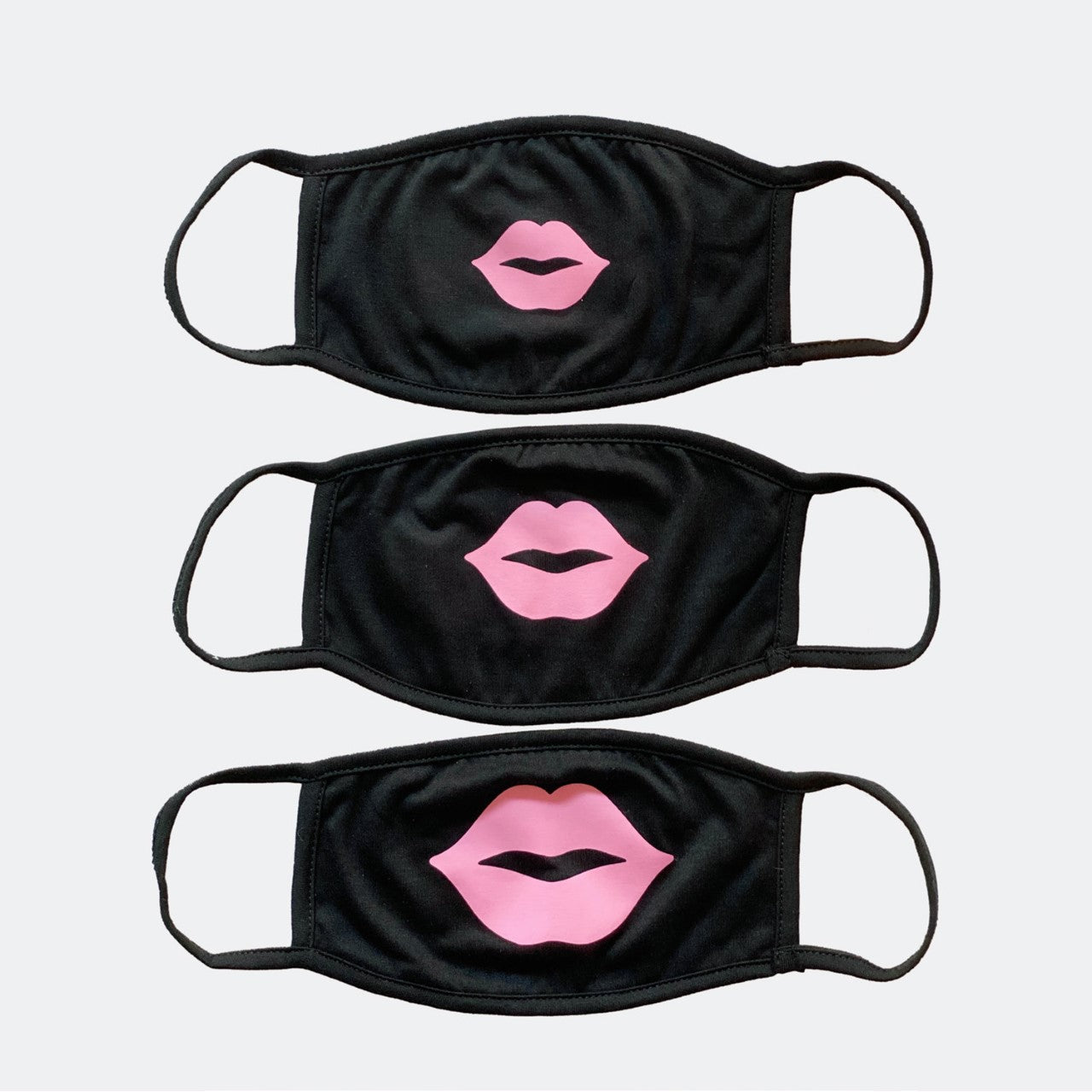 Three Pack of Masks with Pink Lips