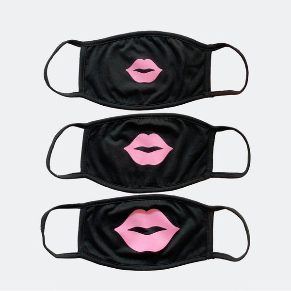 Three Pack of Masks with Pink Lips