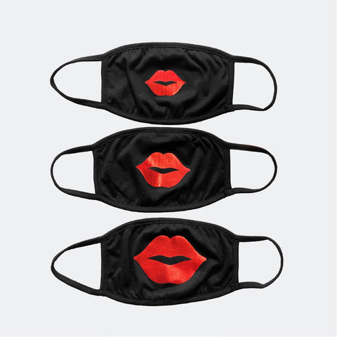 Three Pack of Masks with Red Lips